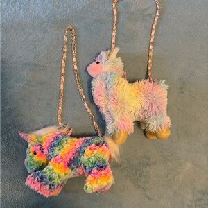 Colorful Plush Unicorn and Llama Kids Purse bags